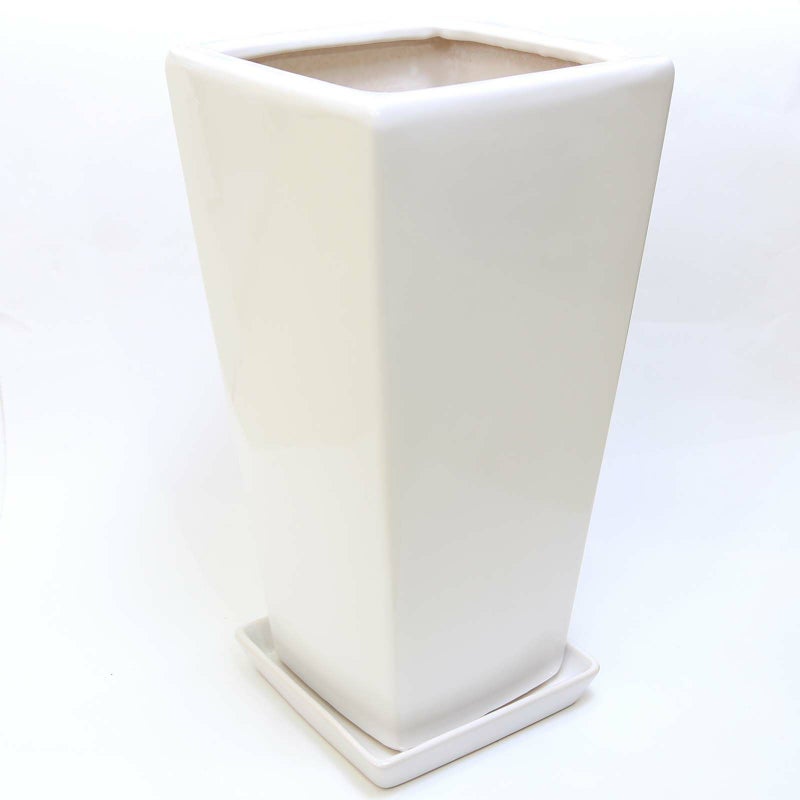 ホワイトスクエア陶器鉢（セミロング）M7サイズ 7号