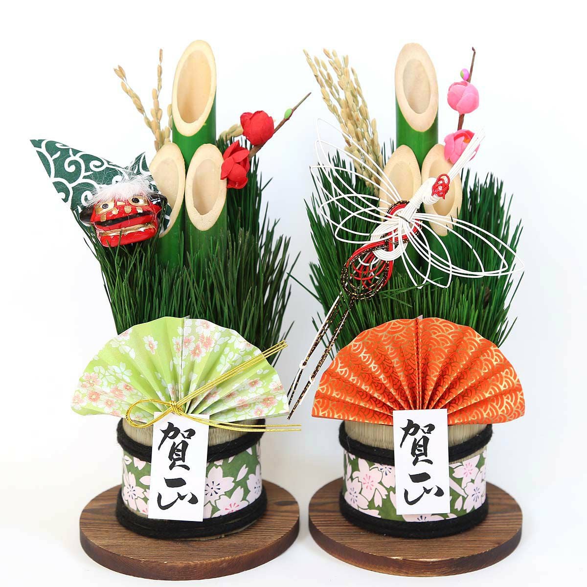 ミニ門松 2個セット 鶴＆獅子 通販 販売｜観葉植物のブルーミングスケープ